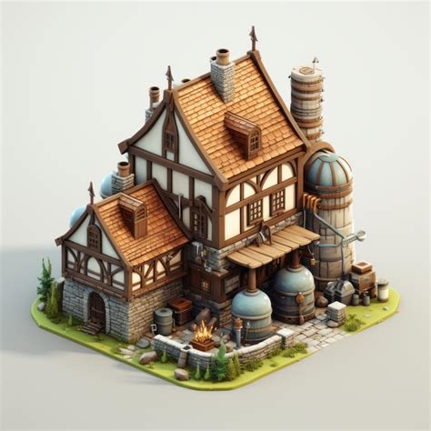 Premium AI Image | Stylized Isometric Architectural Delight A Medieval ...