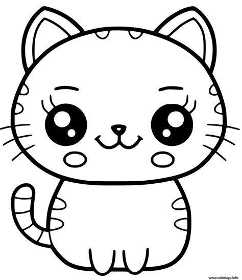 Coloriage Chat Kawaii Dessin Kawaii à imprimer