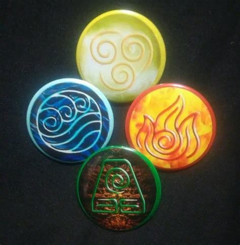 Avatar Elemental Symbols Set of 4 buttons Pinback 2.25 | Etsy