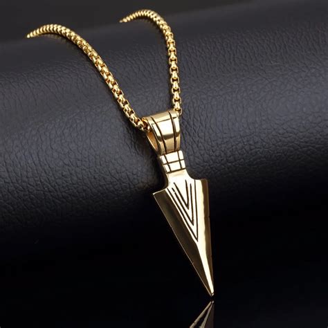 Men 316L Stainless Steel steampunk simple spearhead Pendant Necklaces ...