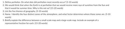 Solved 1. Define perihelion. On what date did perihelion | Chegg.com