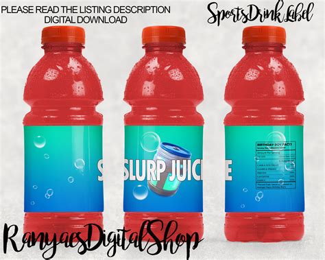 Chug Jug & Slurp Juice Sports Bottle Label Gamer Party | Etsy