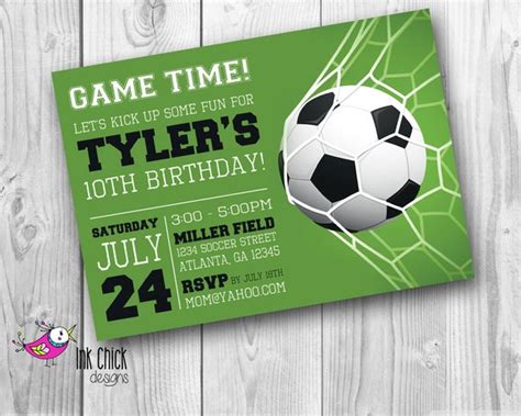 Soccer Birthday Invitation Sports Invitation Football Party