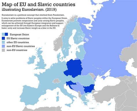 Map of the EU and Slavic countries illustrating the concept of ...