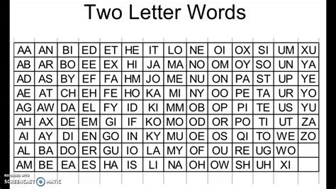 Scrabble 2 Letter Word List Printable