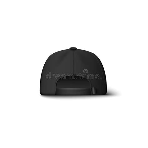 Realistic Black Baseball Cap Mockup from Back View Isolated on White Background Stock Vector ...