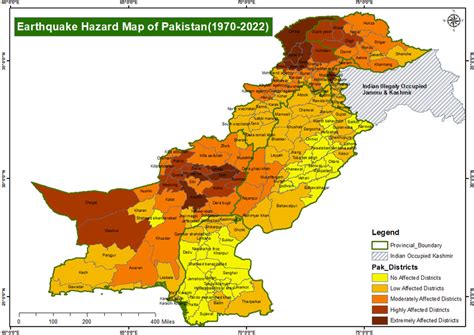 Pakistan Earthquake Hazard Map 1970-2020 showing the severity of ...