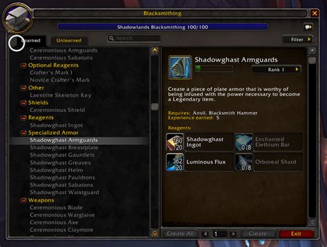 WoW Shadowlands How To Craft And Upgrade Legendary Items