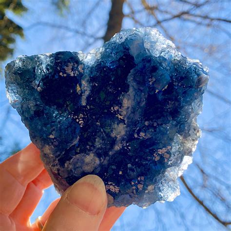 454g Vivid Blue Fluorite Crystal Cluster Mineral Display Specimen