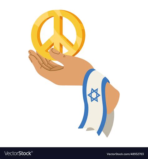 Israel flag with peace symbol in hand Royalty Free Vector