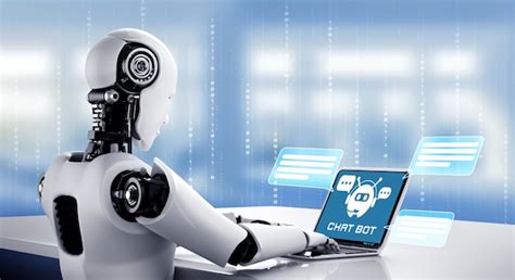 Premium Photo | Ai robot using computer to chat with customer.