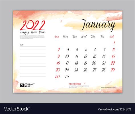 Calendar 2022 template-january month design Vector Image