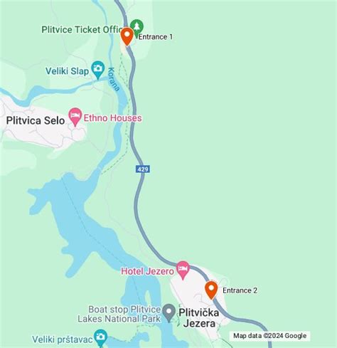 Entrance 1 and 2 to Plitvice Lakes National Park - Google My Maps