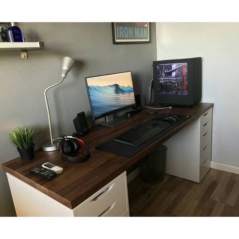 IKEA Karlby countertop in walnut color resting on two IKEA ALEX drawer units PC Builds and ...