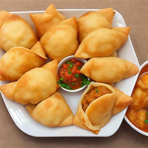 Premium AI Image | Deep fried samosas and dumplings gourmet appetizer