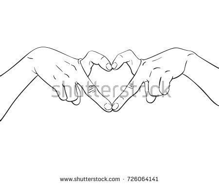 Sketch Hands Showing Heart Shape Gesture Stock Vector (Royalty Free ...