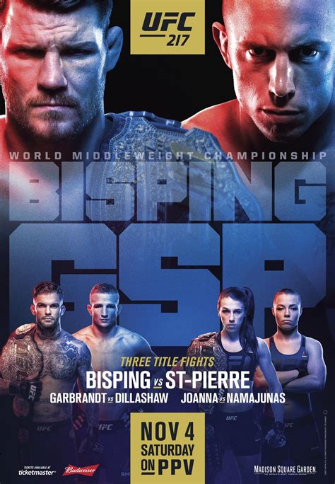 UFC Officials Release Epic 'UFC 217: Bisping vs. GSP' Poster - MMA Imports