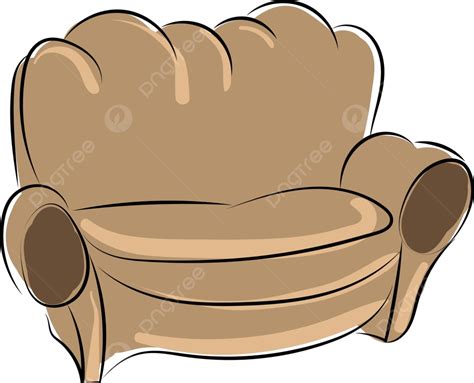 Illustrated Vector Of A Vintage Brown Sofa Against A White Backdrop Vector, Luxury, Living, Room ...