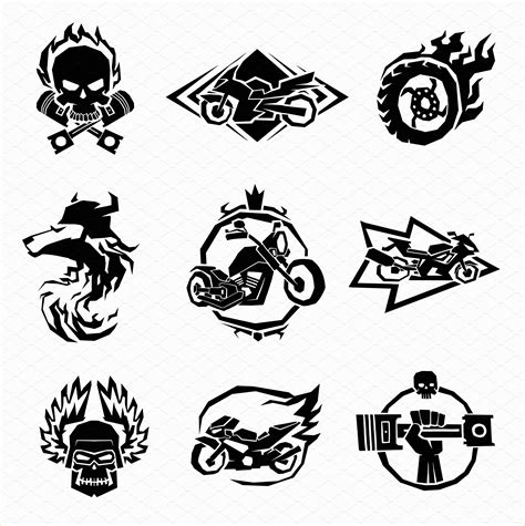 Motorcycle Club Logo Template Free Of Bikers Badges Emblems Vector Illustrations Creative Market ...