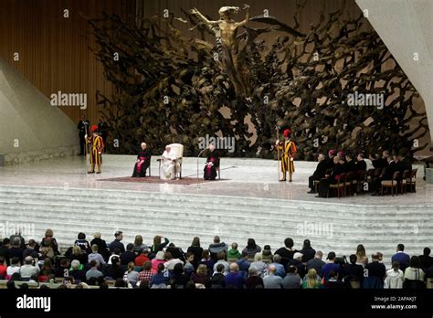 Pope Francis attends the weekly General Audience at the Paul VI Hall in ...