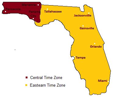 Florida Time Zones Map -- TimeBie
