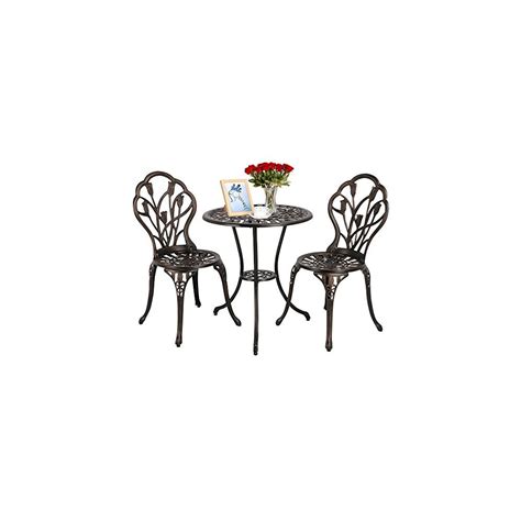 Yaheetech 3 PCS Patio Set Tulip Design Setting Cast Bistro Table | Universe Furniture