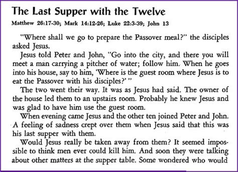 The Last Supper with the Twelve (Story) - Kids Korner - BibleWise