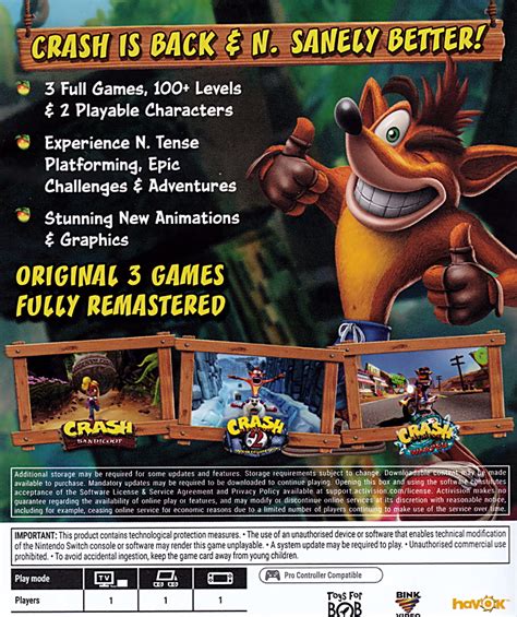 Crash Bandicoot N Sane Trilogy Switch