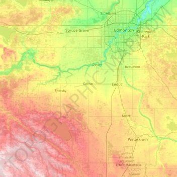 Leduc County topographic map, elevation, terrain