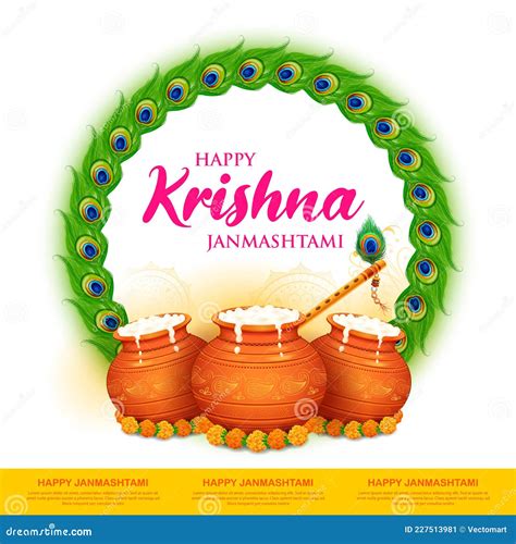 Dahi Handi Design For Shree Krishna Janmashtami Cartoon Vector ...