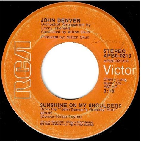 Denver, John / Sunshine On My Shoulders | RCA Victor APB0-0213 | Single ...