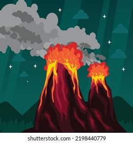 Fire Volcano Background Colored Cartoon Design Stock Vector (Royalty ...