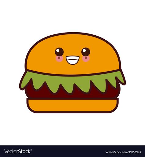 Hamburger fast food kawaii cute cartoon Royalty Free Vector