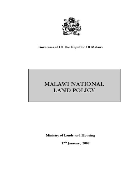 National Land Policy 2002 | PDF | Malawi | Economic Growth