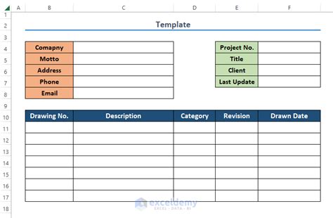 How to Create a Drawing Register in Excel (Easy Steps)