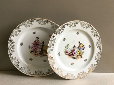 Lot de 2 assiettes porcelaine de Limoges NANKIN – Luckyfind