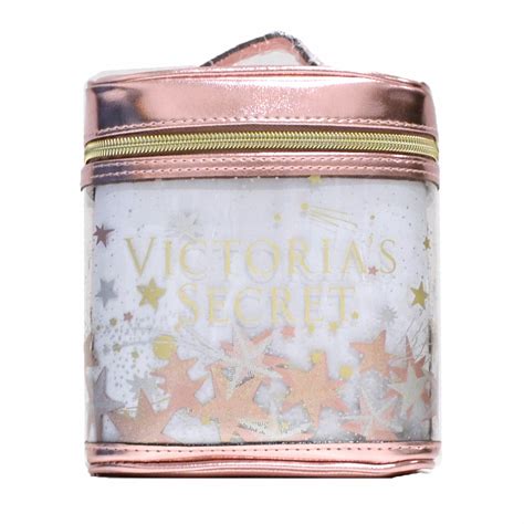 Victoria's Secret Makeup Bag Train Case Metallic Pink Travel Gift Zip ...