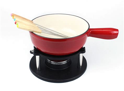 cast iron chocolate cheese fondue pot set Supplier