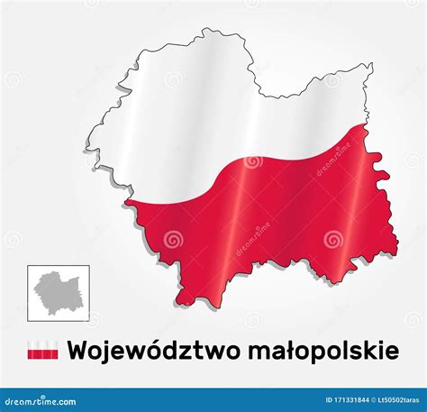 Map of Poland Voivodeship Lesser Poland Combined with Waving Polish ...