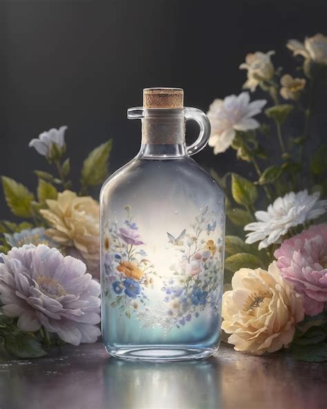 Premium AI Image | flowery bottle