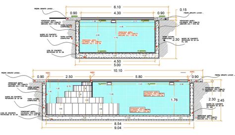 Swimming Pool Floor Plan With Description Detail CAD Drawing - Cadbull