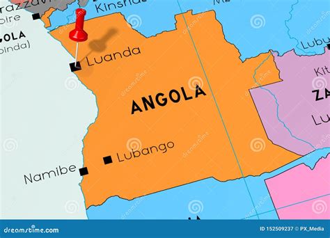 Angola, Luanda - Capital City, Pinned on Political Map Stock ...