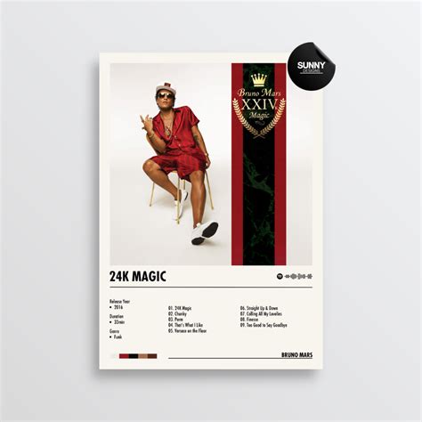 Bruno Mars - 24K Magic | Album Cover Poster – Sunny Designs Posters