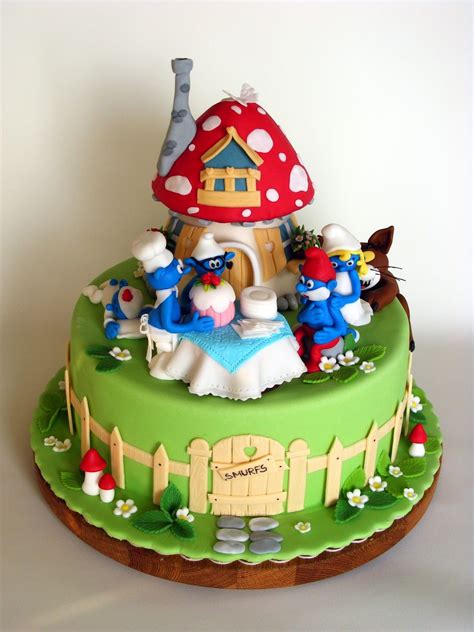 Smurfs cake! | Smurfs cake, Fondant cakes, Novelty cakes