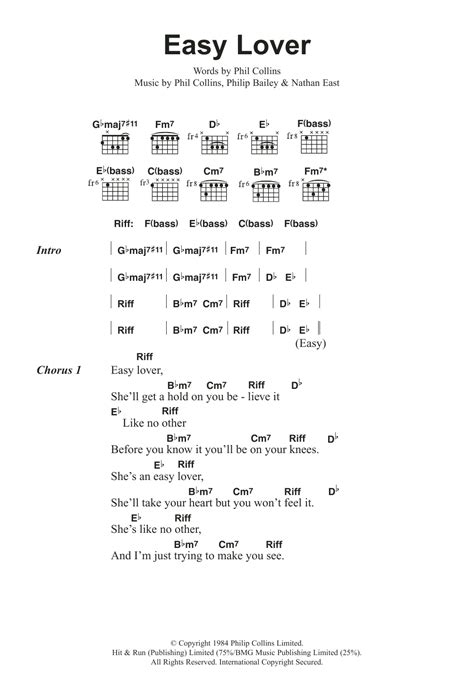 Easy Lover by Phil Collins - Guitar Chords/Lyrics - Guitar Instructor