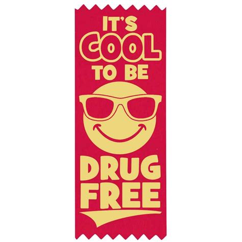 It's Cool To Be Drug Free Self-Stick Red Satin Gold Foil-Stamped Ribbon ...