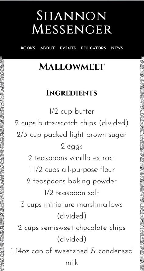 Shannon Messenger’s Mallowmelt recipe! | Lost city, Top secret recipes ...