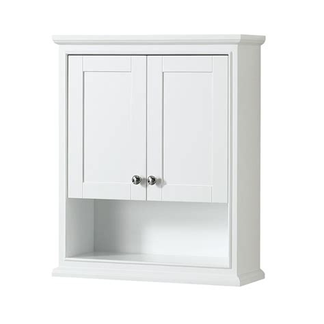 Wyndham Collection Deborah 25 in. W x 30 in. H x 9 in. D Bathroom Storage Wall Cabinet in White ...