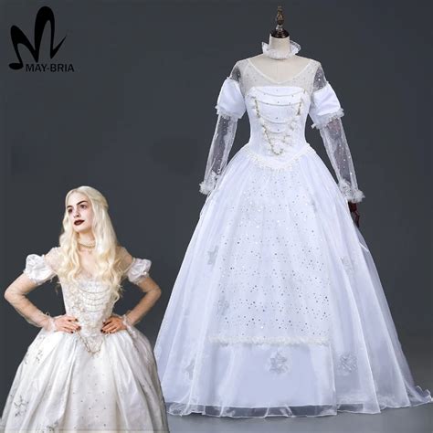 2017 Alice In Wonderland The white Queen cosplay costume Halloween costumes for adult women ...