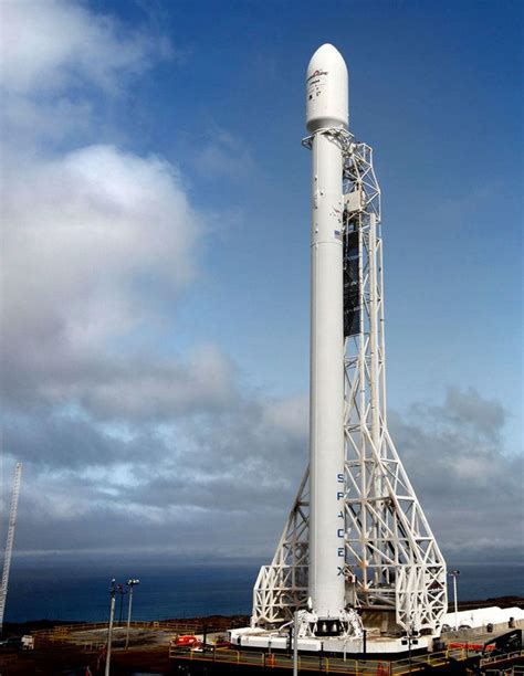 SpaceX Falcon 9 Rocket V 1.1 - An upgraded SpaceX Falcon 9 rocket stands poised to launch from ...